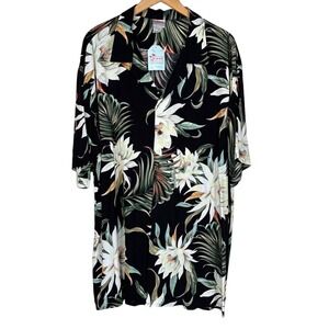 New Hawaii‎ Hangover Mens 2XL Black Floral Hawaiian Shirt Aloha Camp Button Up